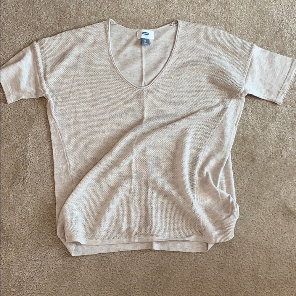 Old Navy Beige Open-knit Front Lightweight Top